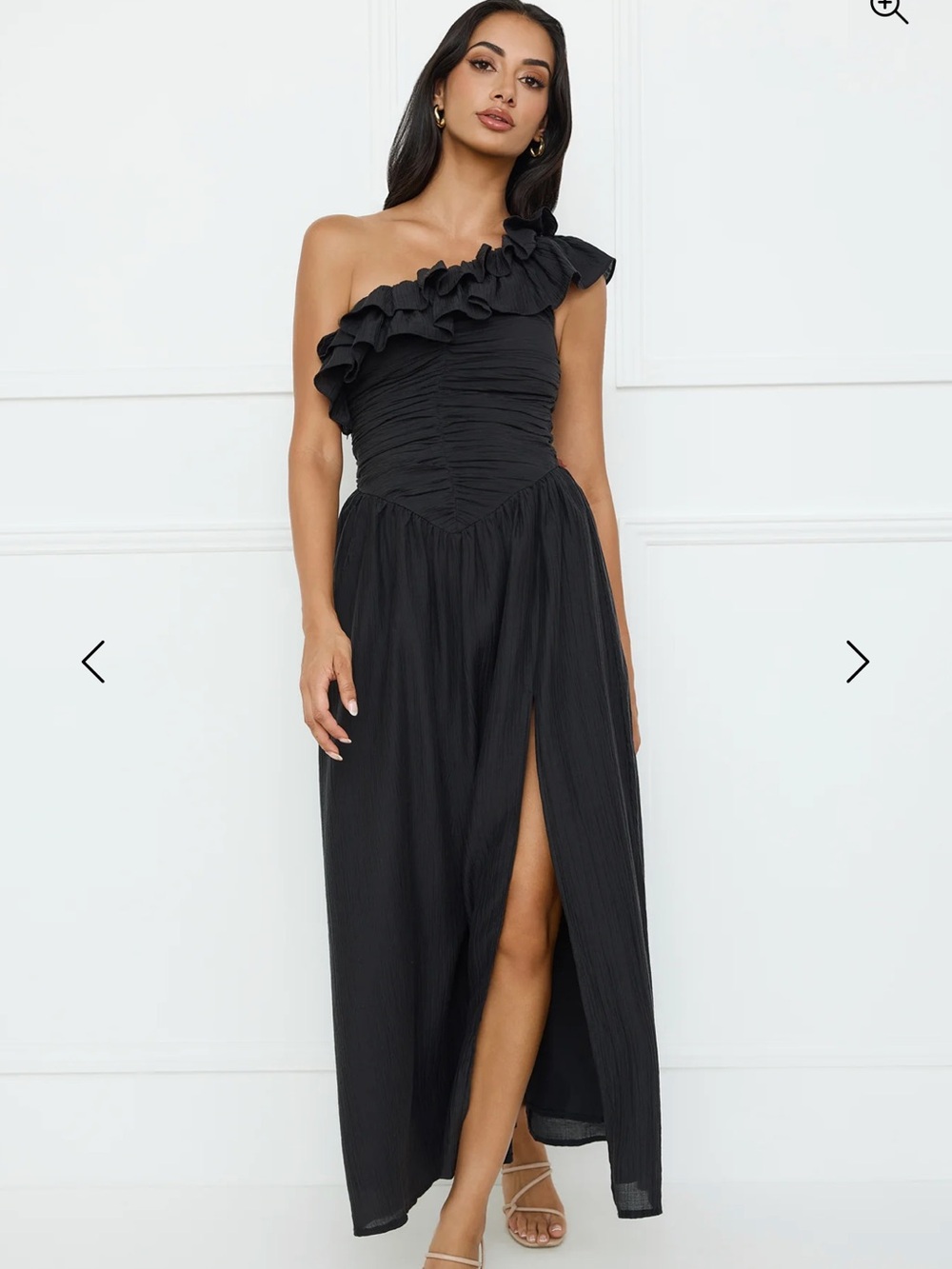 Asymmetric Ruffle One-Shoulder Black Maxi Dress NWT